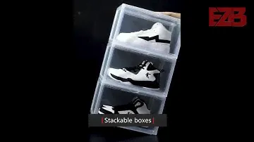EZB - Magnetic Shoe Storage Box Drop Side/Front Sneaker Case Stackable Container XL